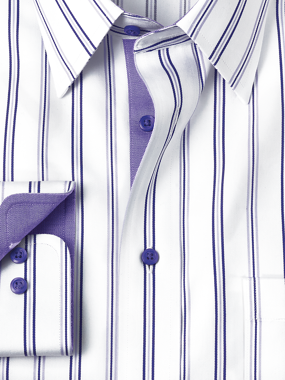 Alternate Image of Non-iron Cotton Stripe Dress Shirt With Contrast Trim-1