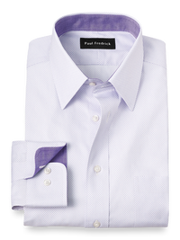 Non-Iron Cotton Circle Print Dress Shirt With Contrast Trim - Purple