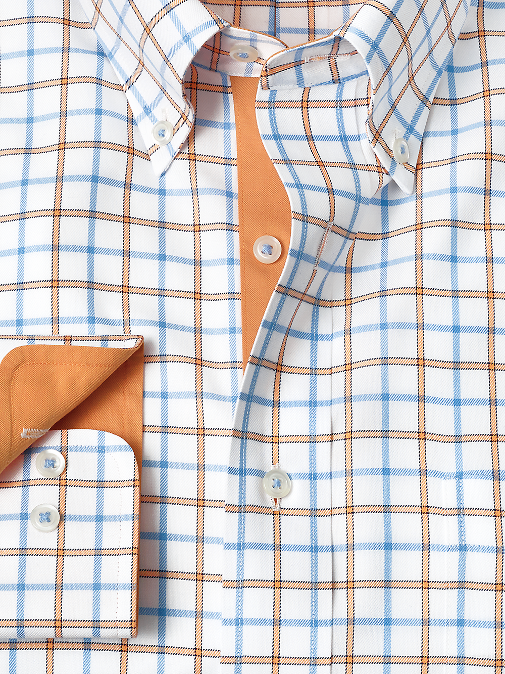 Alternate Image of Non-iron Cotton Windowpane Dress Shirt With Contrast Trim-1