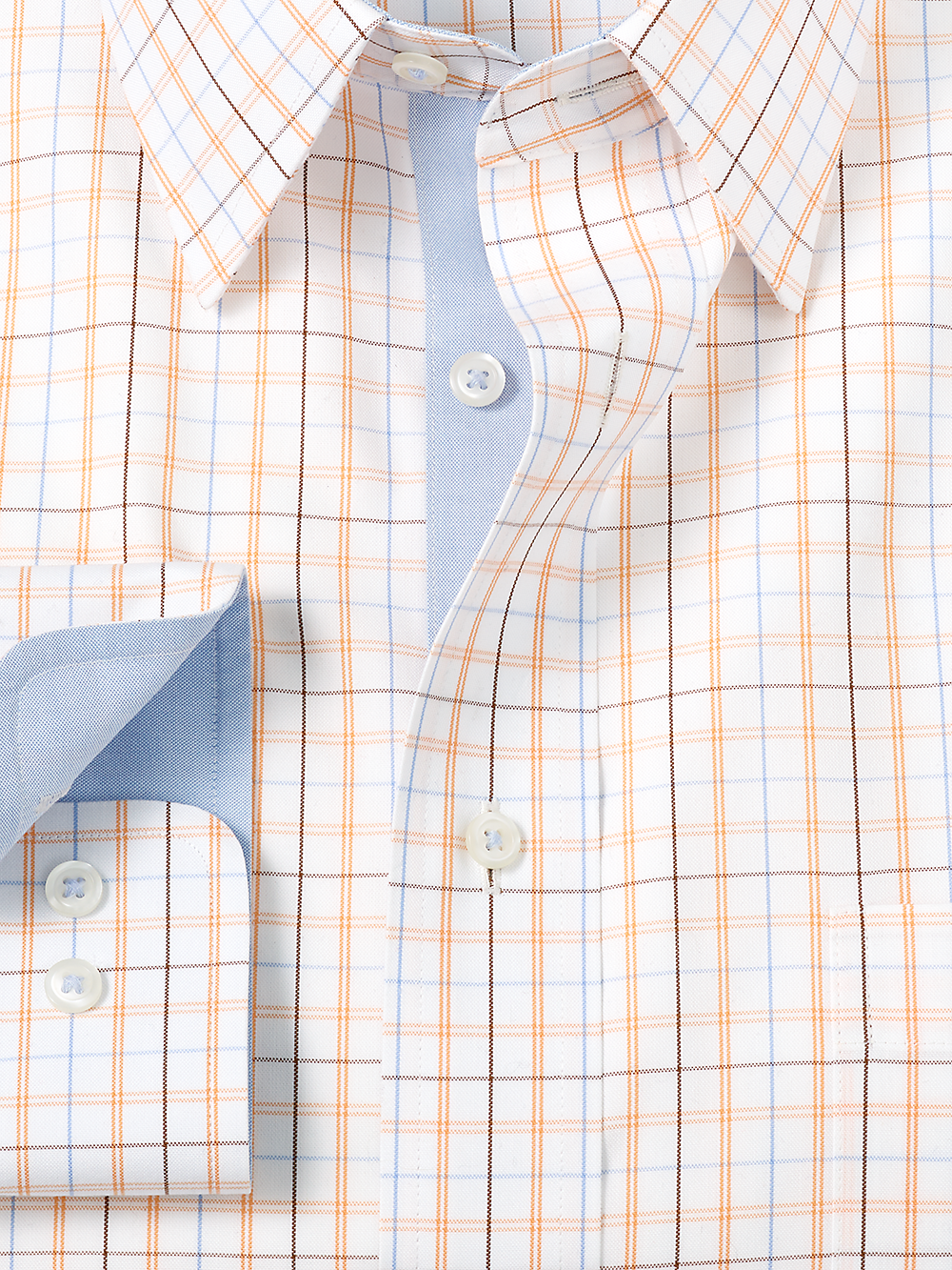 Alternate Image of Non-iron Cotton Tattersall Dress Shirt With Contrast Trim-1