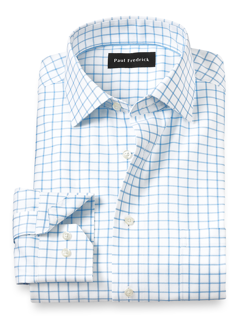 Product Image of Royal Oxford Comfort Stretch Non-iron Windowpane Dress Shirt-Blue