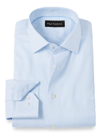 Royal Oxford Comfort Stretch Non-Iron Stripe Dress Shirt - Blue