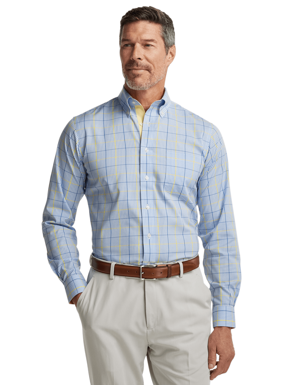 Alternate Image of Comfort Stretch Non-iron Plaid Dress Shirt With Contrast Trim-1