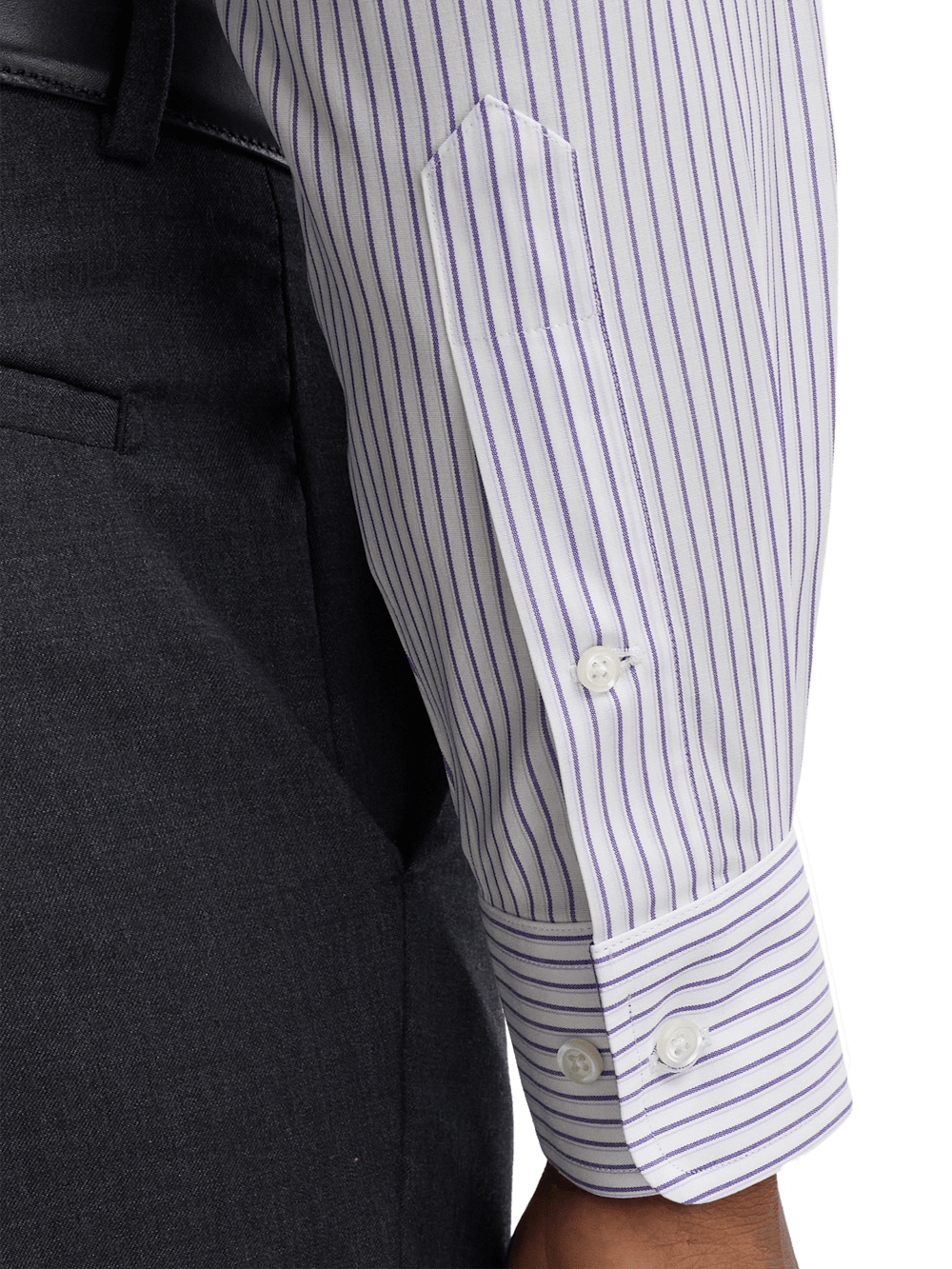 Alternate Image of Comfort Stretch Non-iron Stripe Dress Shirt With Contrast Trim-3