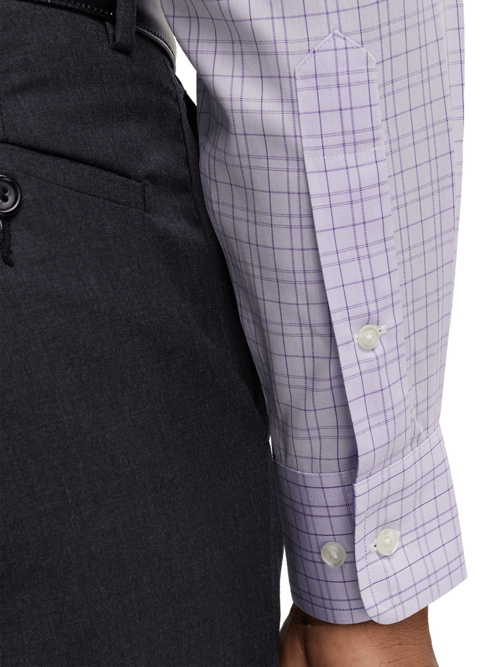 Alternate Image of Comfort Stretch Non-iron Check Dress Shirt With Contrast Trim-3