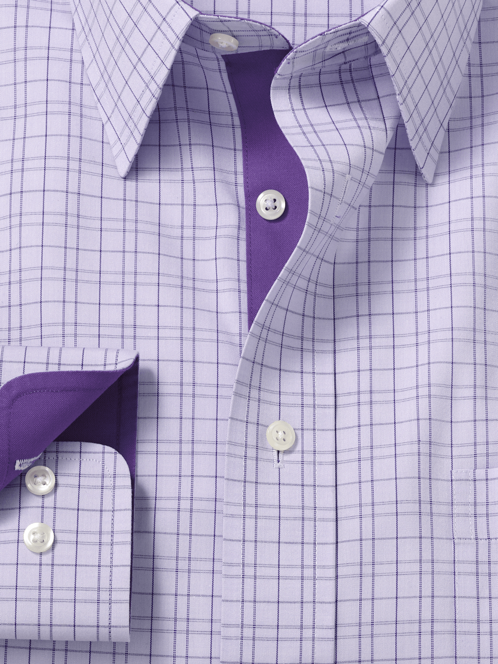 Alternate Image of Comfort Stretch Non-iron Check Dress Shirt With Contrast Trim-5