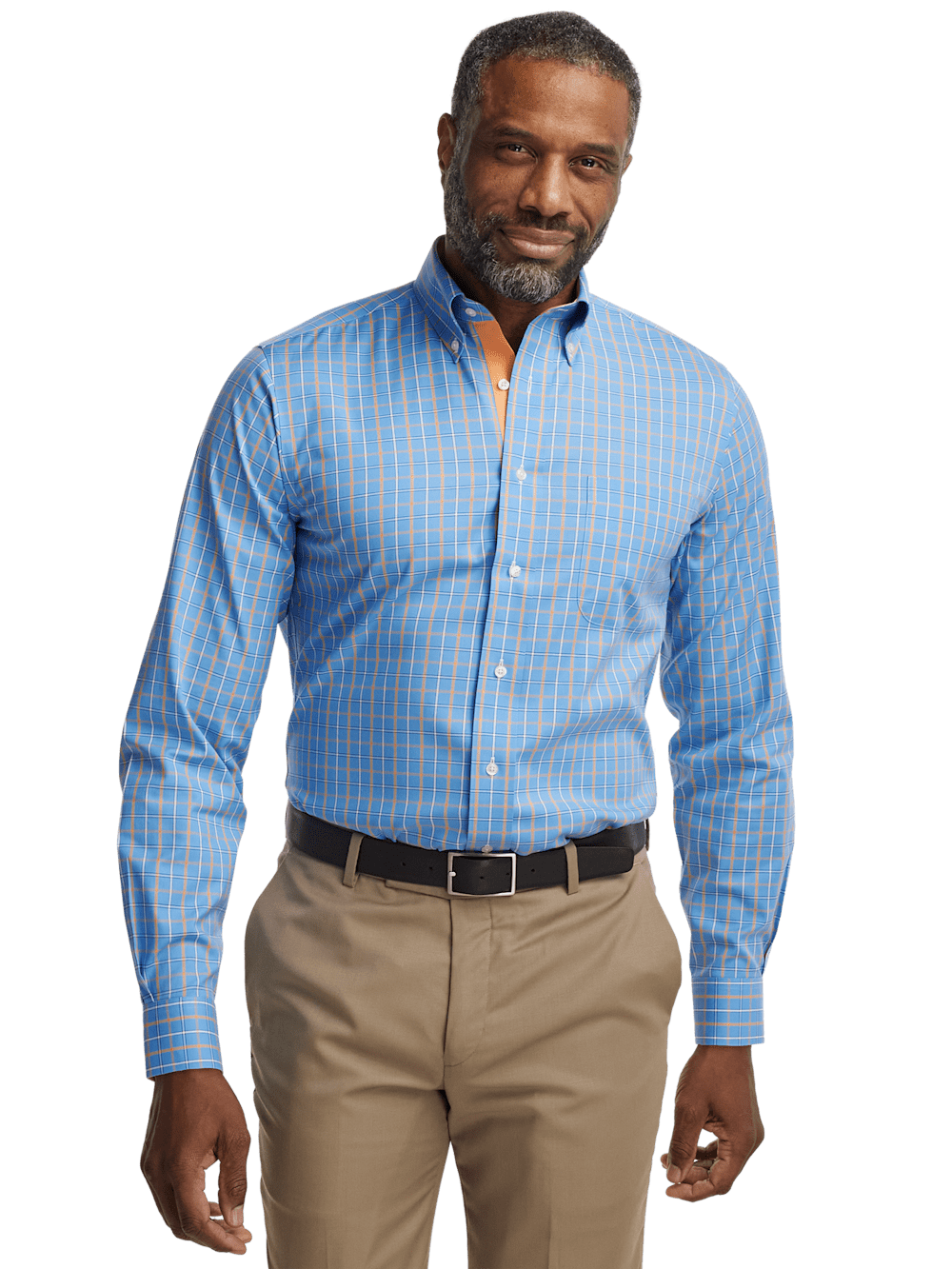 Alternate Image of Comfort Stretch Non-iron Check Dress Shirt With Contrast Trim-1