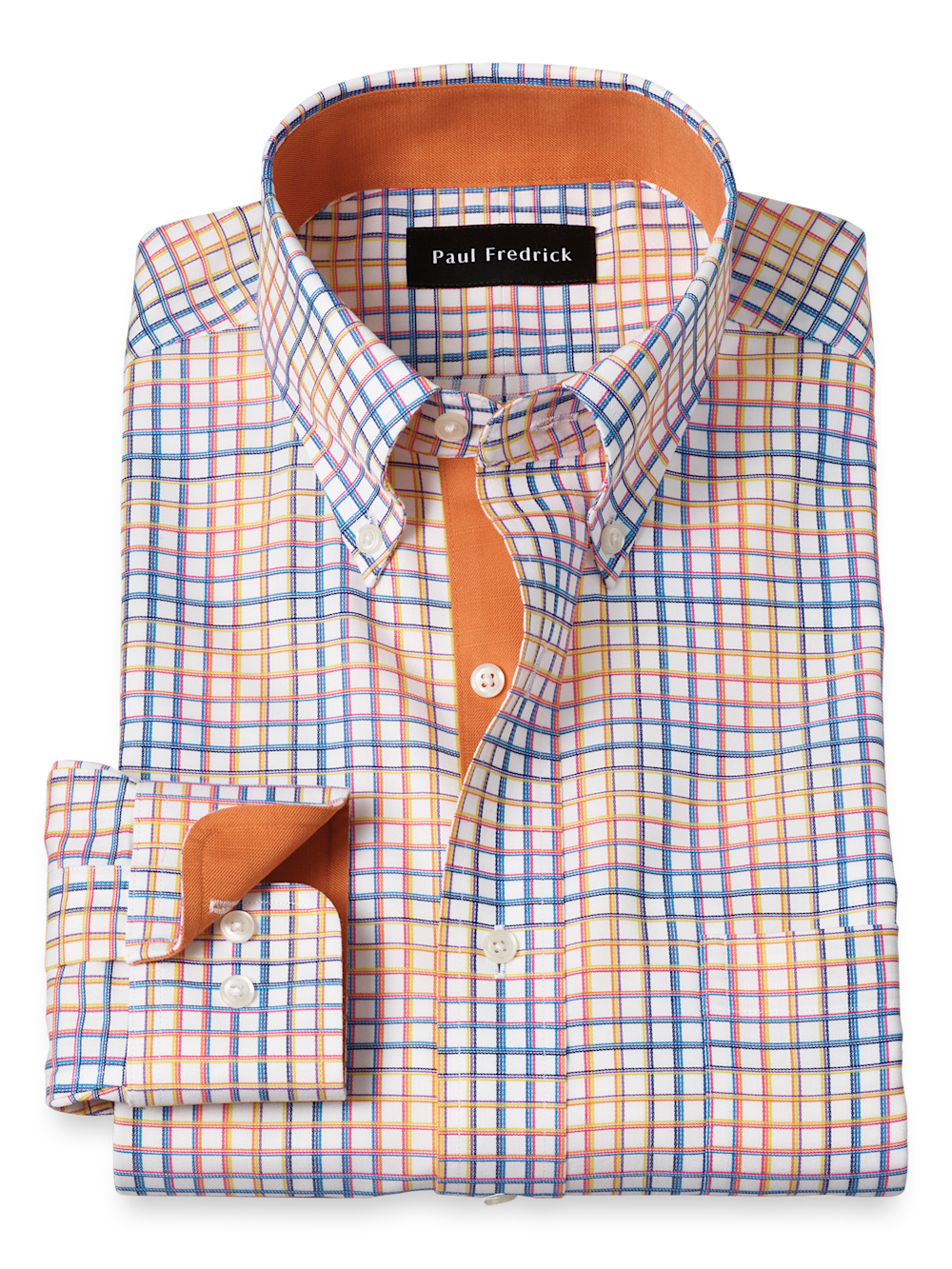 Product Image of Comfort Stretch Non-iron Check Dress Shirt With Contrast Trim-Multi