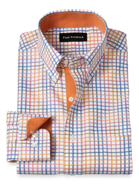 Comfort Stretch Non-Iron Check Dress Shirt With Contrast Trim - Multi