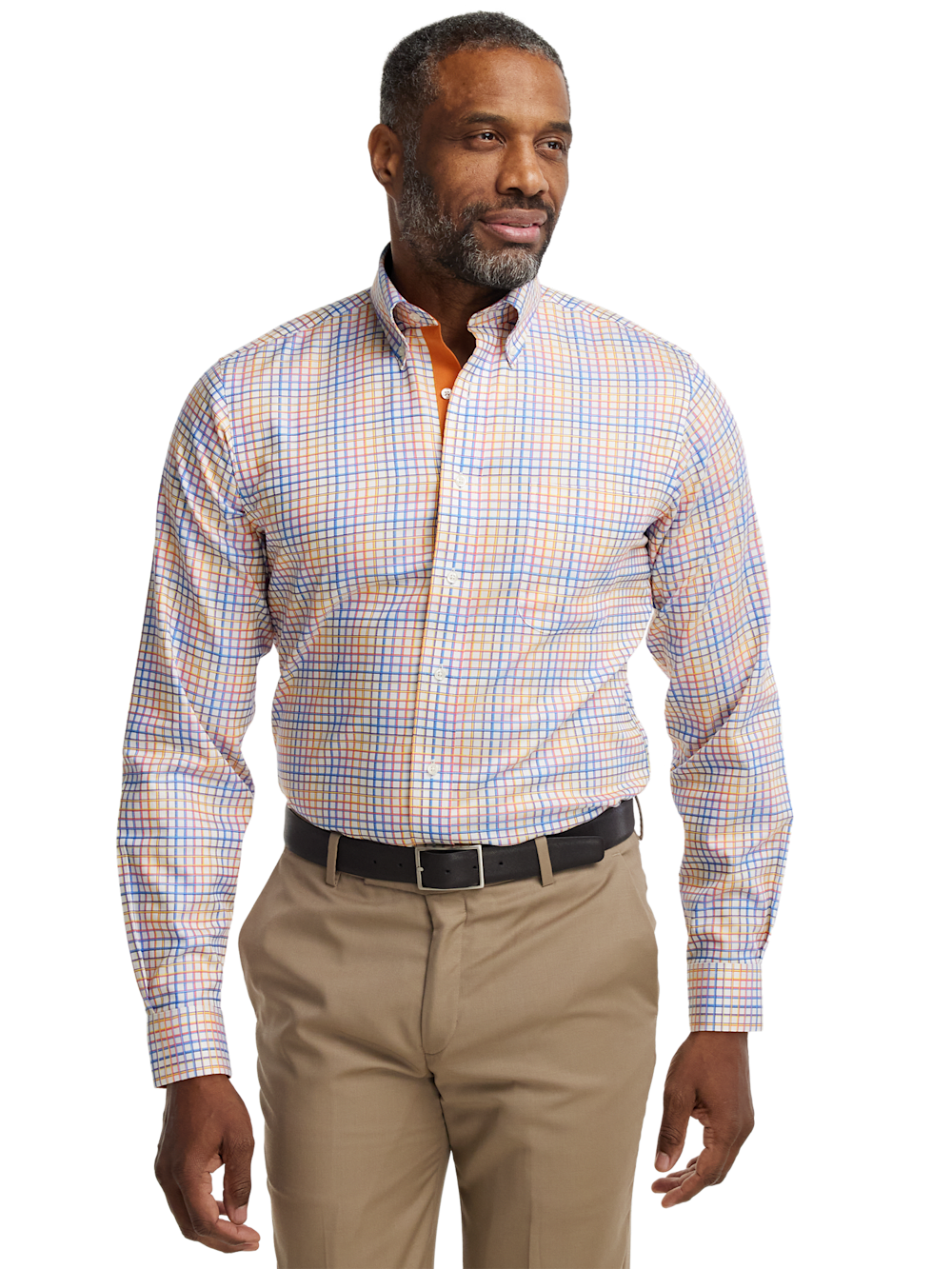 Alternate Image of Comfort Stretch Non-iron Check Dress Shirt With Contrast Trim-1