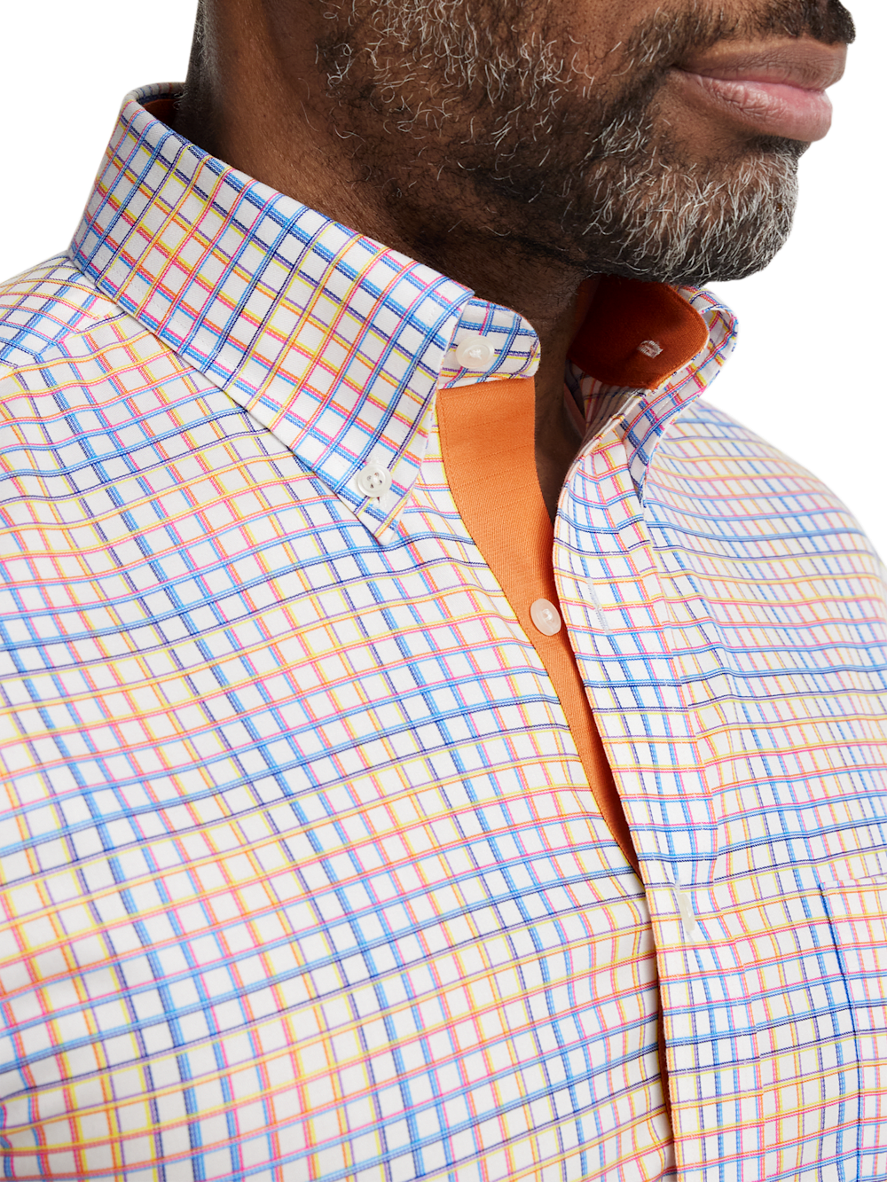 Alternate Image of Comfort Stretch Non-iron Check Dress Shirt With Contrast Trim-2