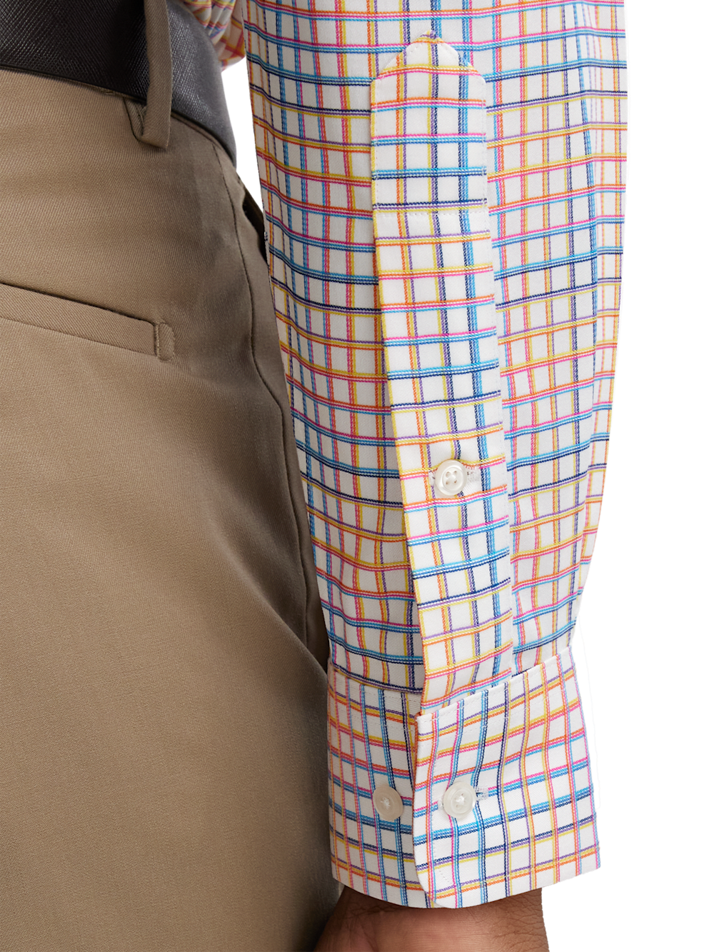 Alternate Image of Comfort Stretch Non-iron Check Dress Shirt With Contrast Trim-3