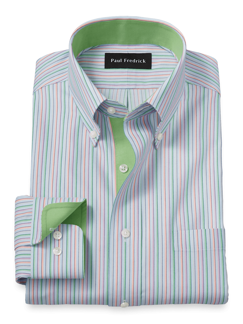 Product Image of Comfort Stretch Non-iron Stripe Dress Shirt With Contrast Trim-Multi