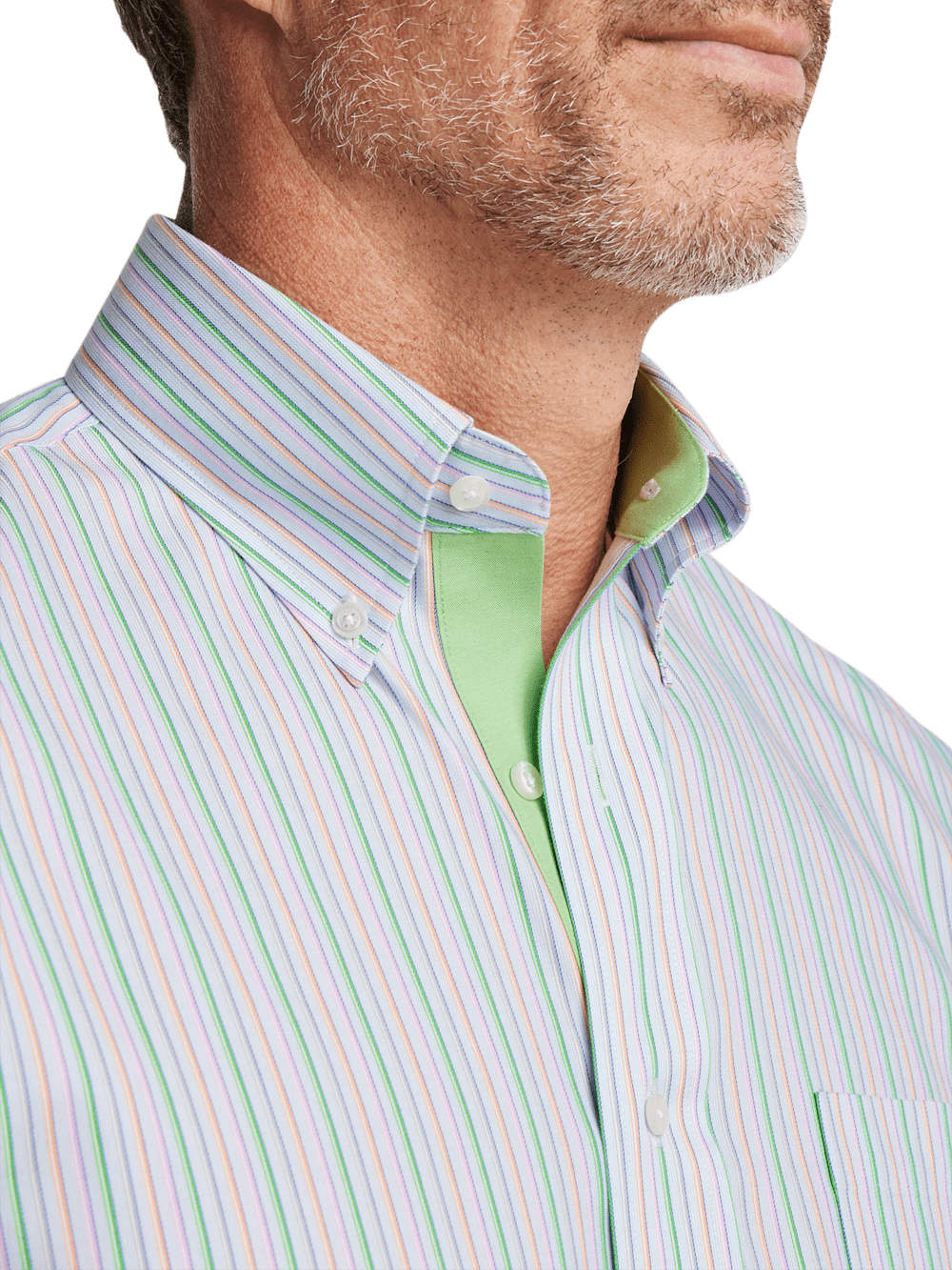 Alternate Image of Comfort Stretch Non-iron Stripe Dress Shirt With Contrast Trim-2