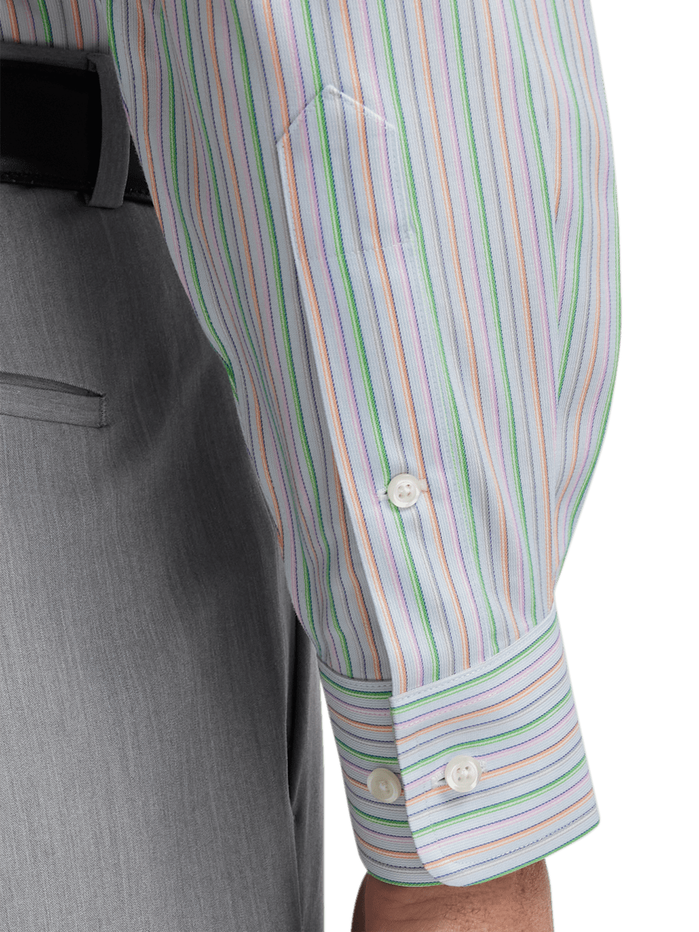 Alternate Image of Comfort Stretch Non-iron Stripe Dress Shirt With Contrast Trim-3