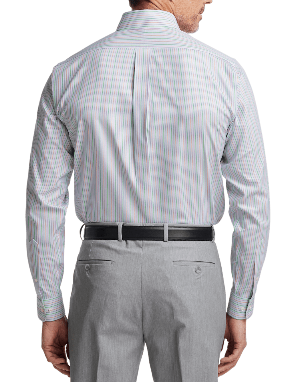 Alternate Image of Comfort Stretch Non-iron Stripe Dress Shirt With Contrast Trim-4