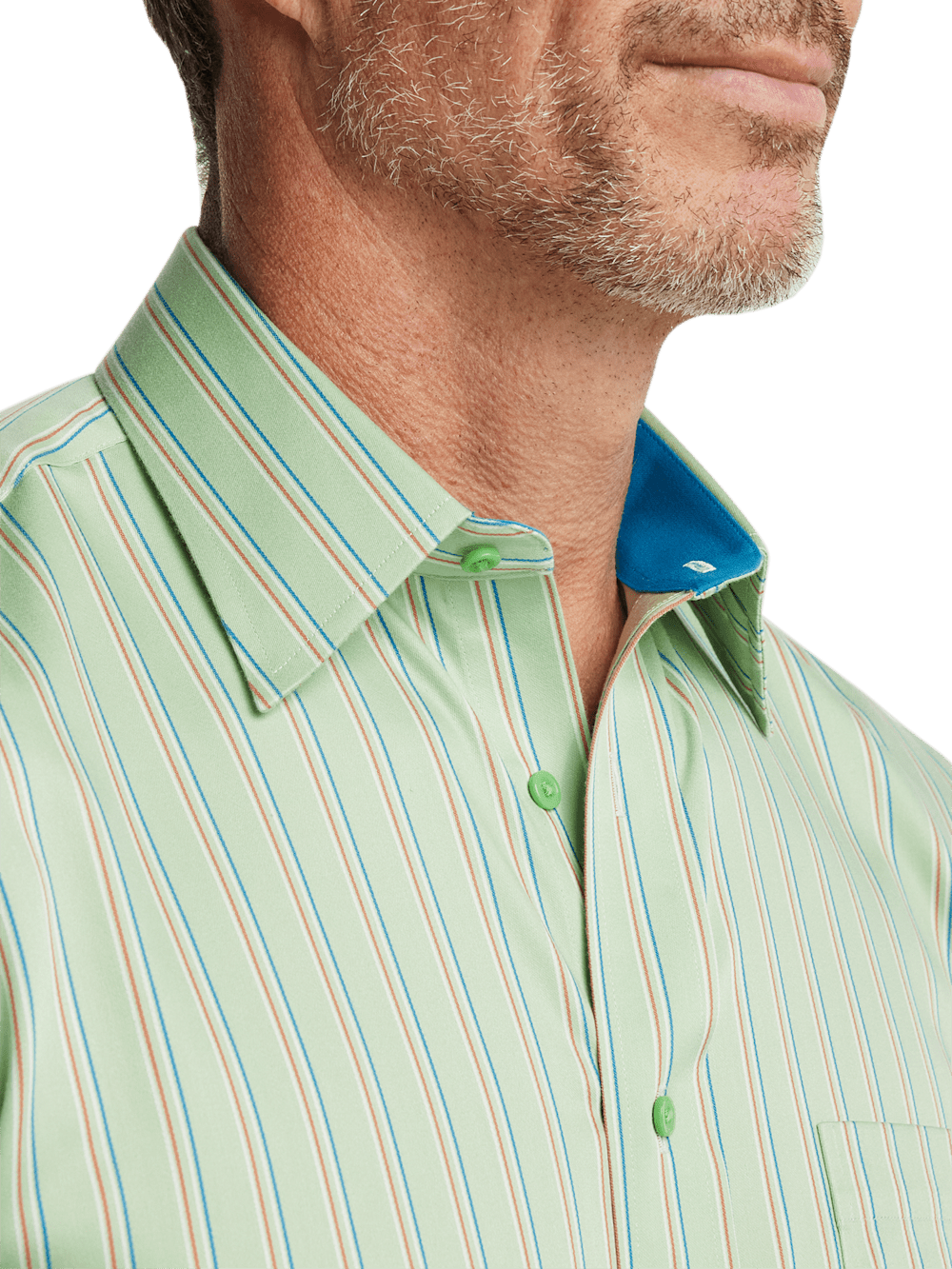 Alternate Image of Comfort Stretch Non-iron Stripe Dress Shirt With Contrast Trim-2