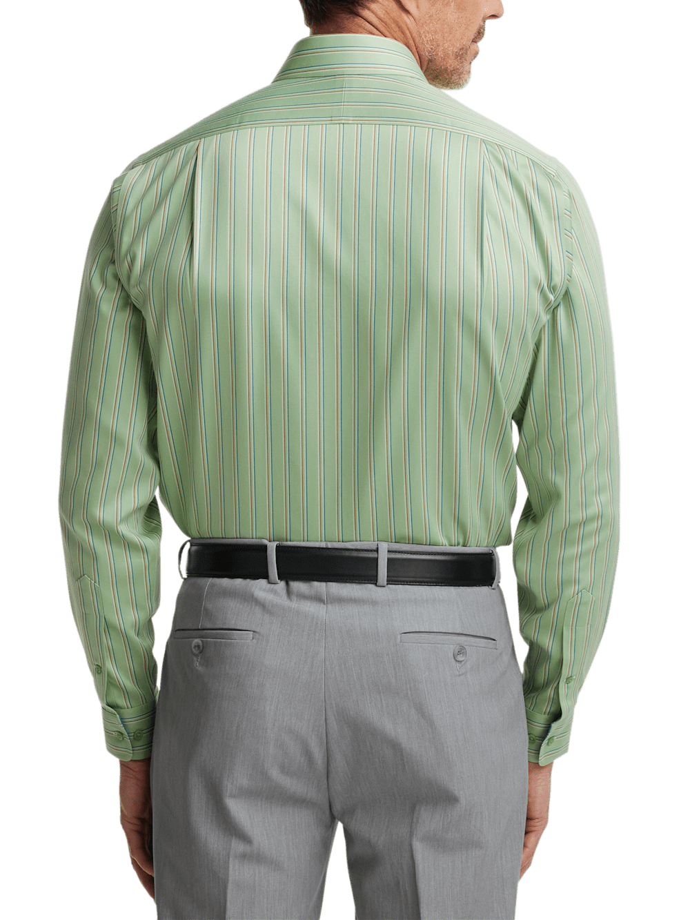 Alternate Image of Comfort Stretch Non-iron Stripe Dress Shirt With Contrast Trim-4