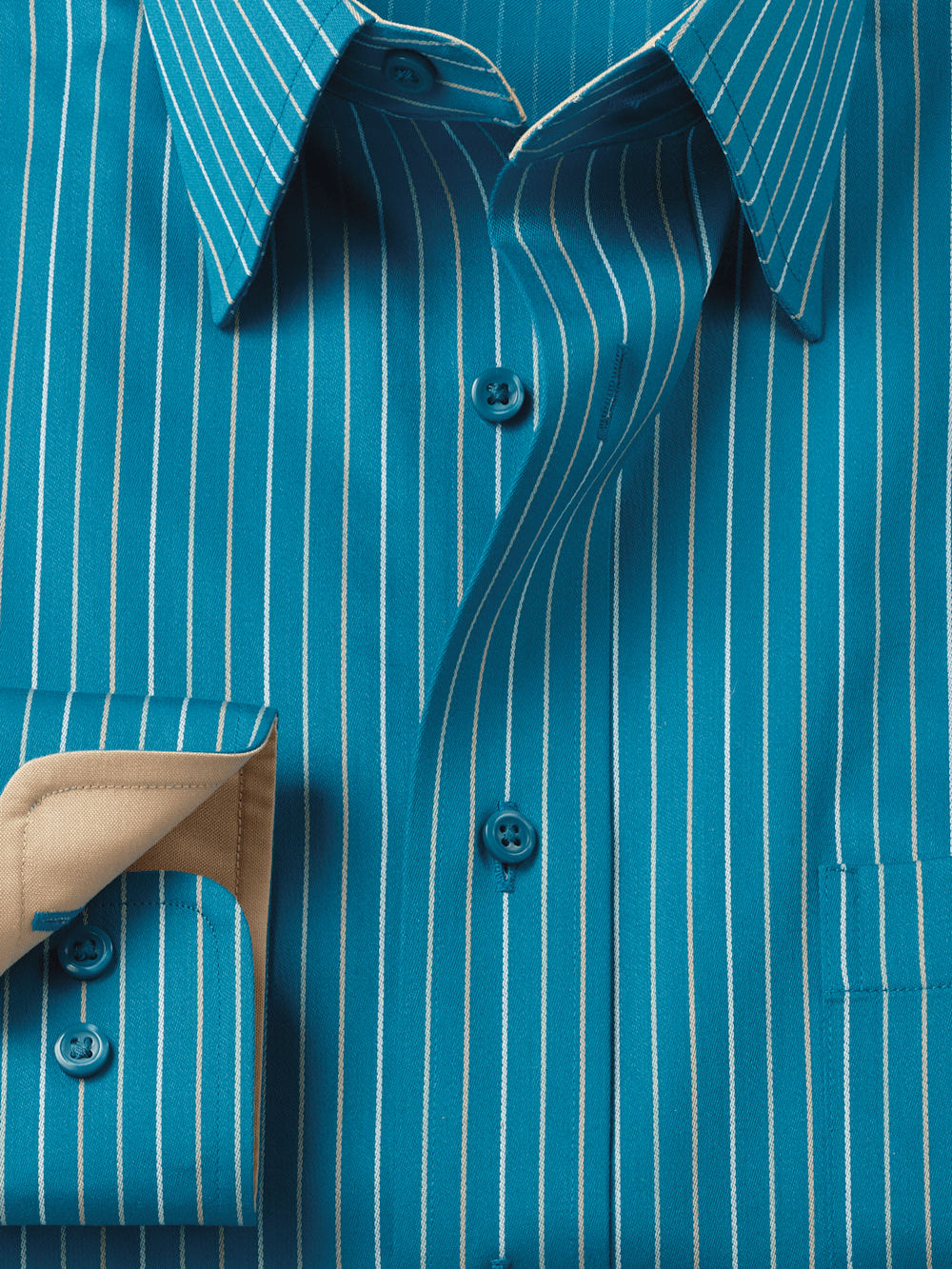 Alternate Image of Comfort Stretch Non-iron Stripe Dress Shirt With Contrast Trim-5