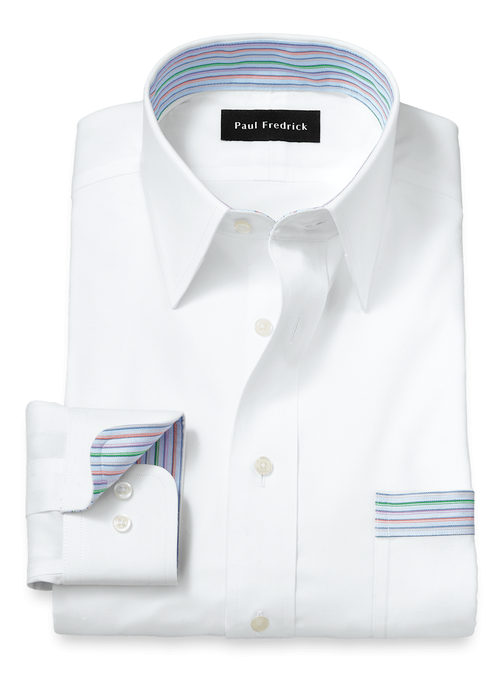 Product Image of Comfort Stretch Non-iron Solid Dress Shirt With Contrast Trim-White