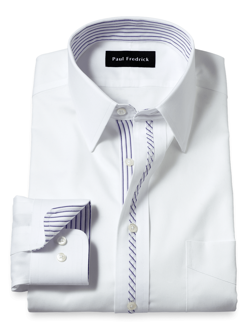 Product Image of Comfort Stretch Non-iron Solid Dress Shirt With Contrast Trim-White