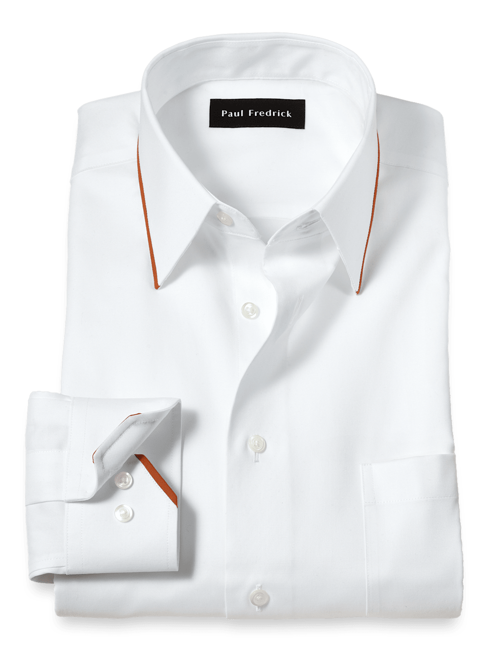 Product Image of Comfort Stretch Non-iron Solid Dress Shirt With Contrast Trim-White