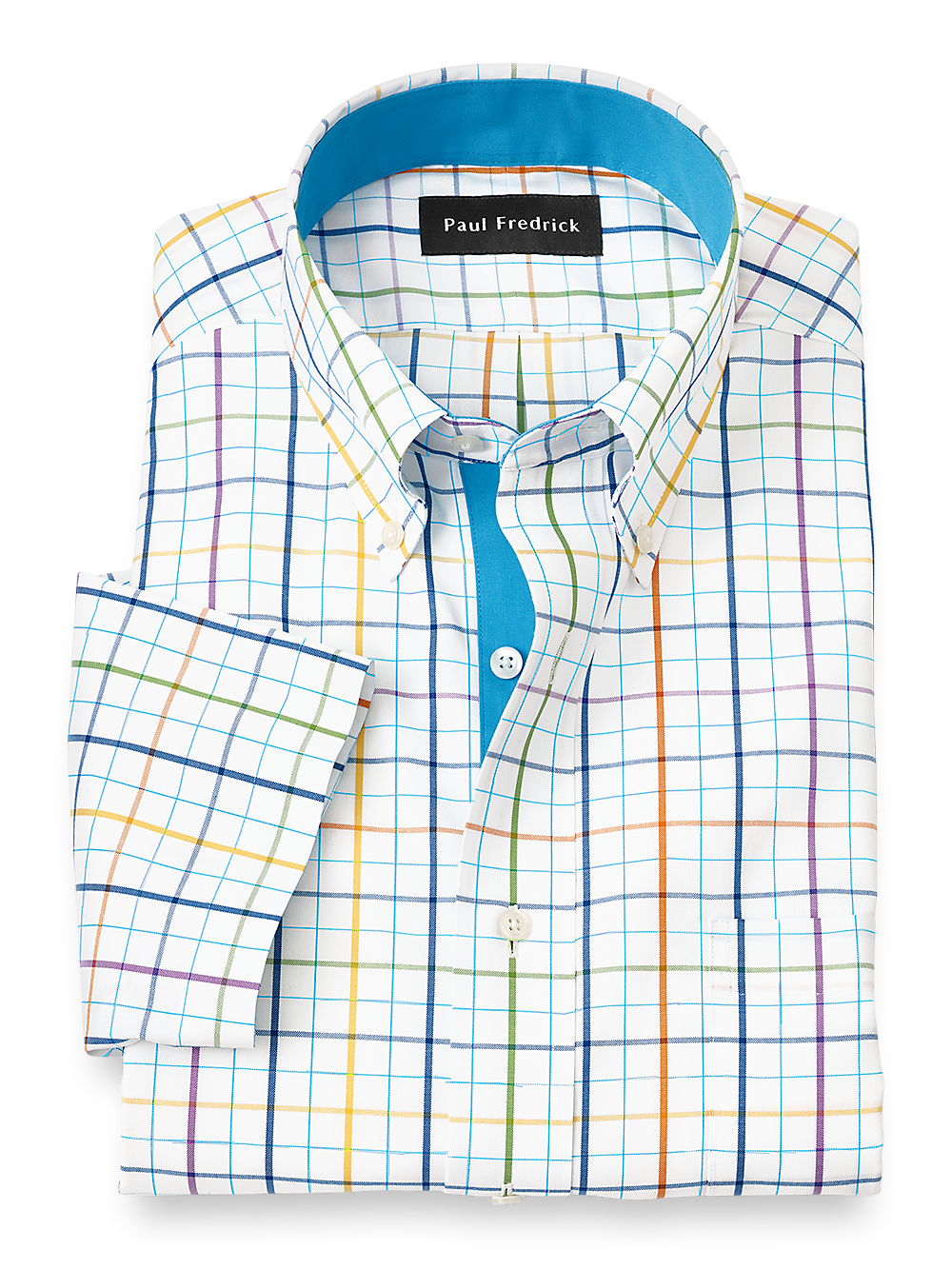 Product Image of Comfort Stretch Non-iron Tattersall Dress Shirt With Contrast Trim-Multi