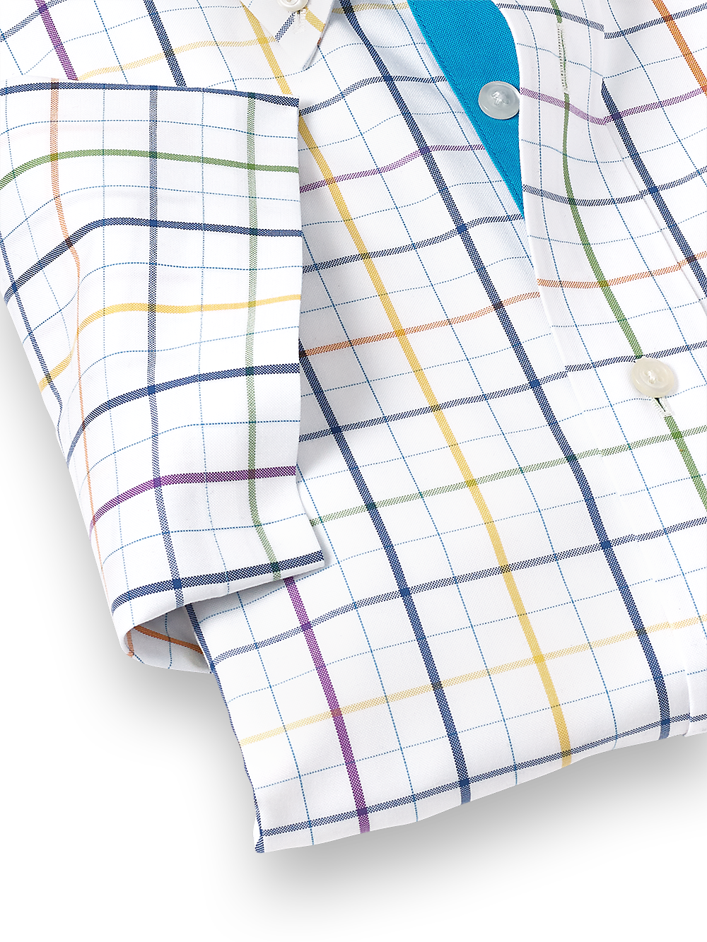 Alternate Image of Comfort Stretch Non-iron Tattersall Dress Shirt With Contrast Trim-3