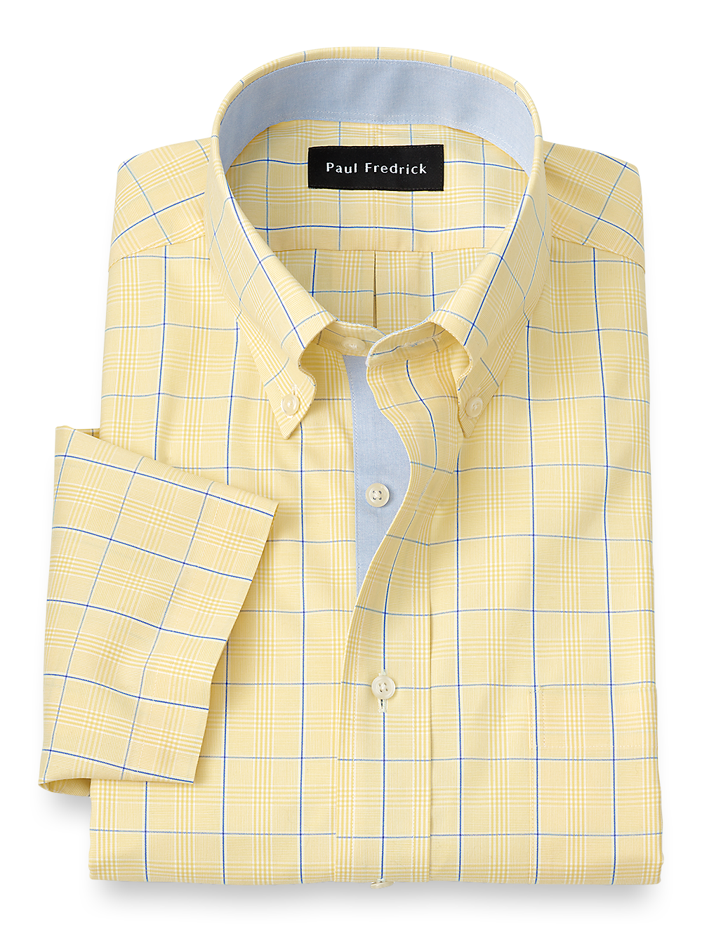 Product Image of Comfort Stretch Non-iron Check Dress Shirt With Contrast Trim-Yellow