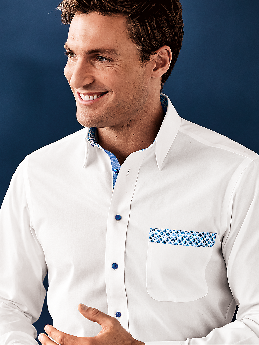 Alternate Image of Non-iron Cotton Solid Dress Shirt With Contrast Trim-1