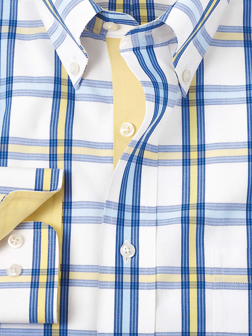 Alternate Image of Non-iron Cotton Windowpane Dress Shirt With Contrast Trim-1