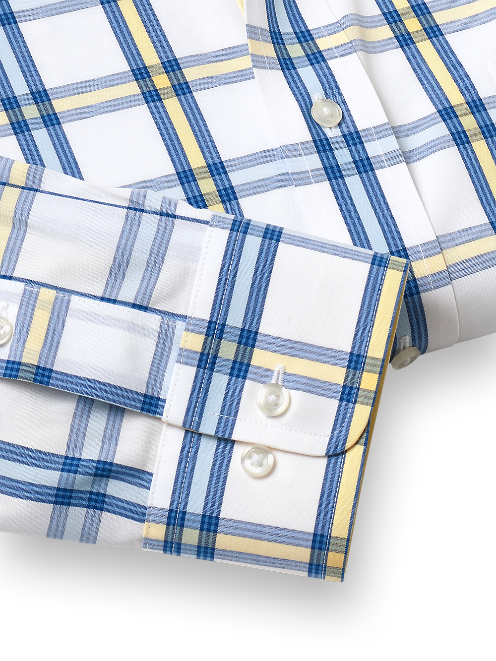 Alternate Image of Non-iron Cotton Windowpane Dress Shirt With Contrast Trim-3