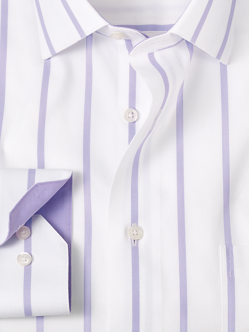 Alternate Image of Non-iron Cotton Stripe Dress Shirt With Contrast Trim-1