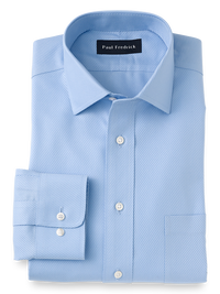 Tailored Fit Non-Iron Cotton Twill Spread Collar Dress Shirt - Blue