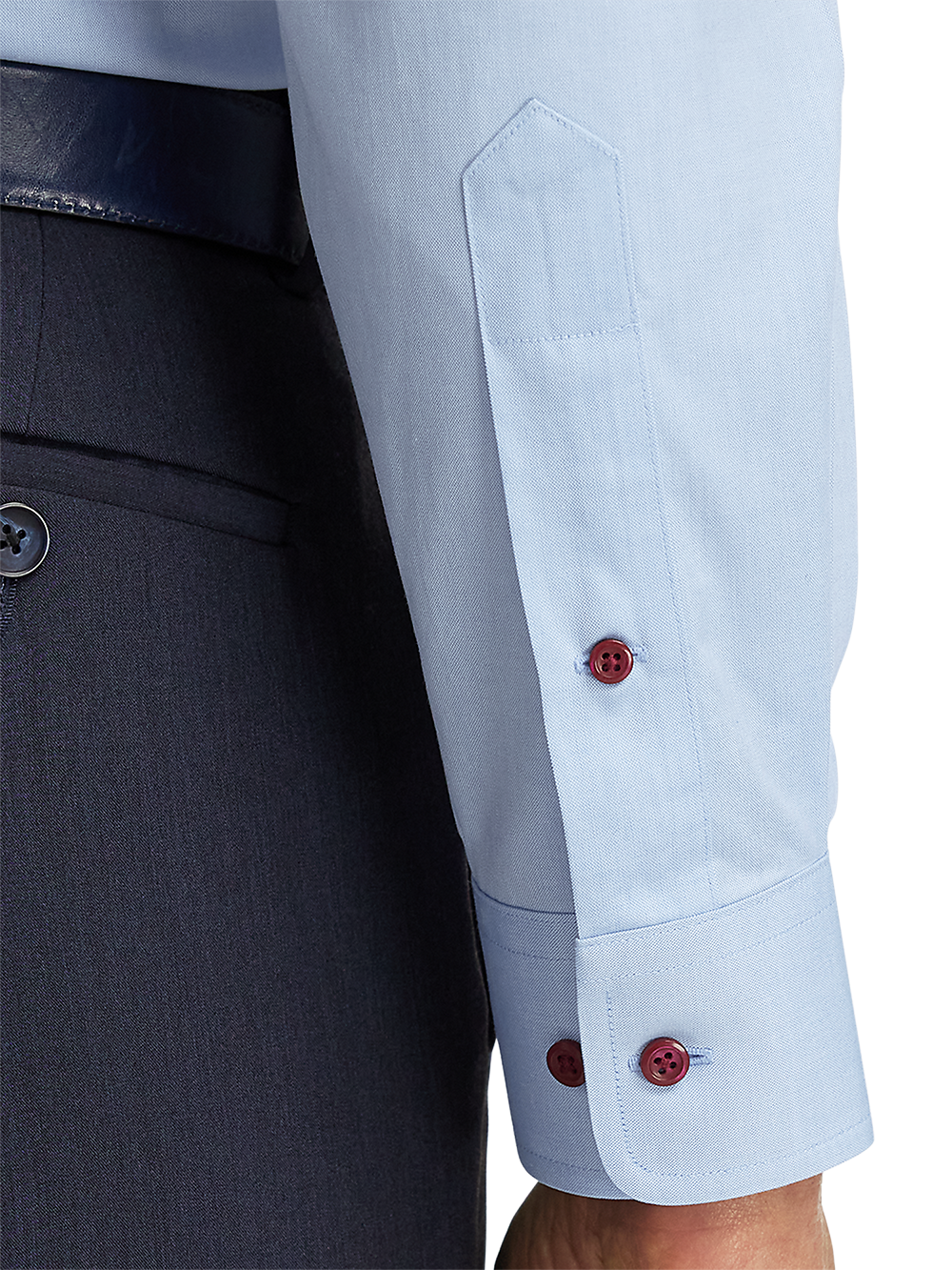 Alternate Image of Non-iron Cotton Solid Dress Shirt With Contrast Trim-3