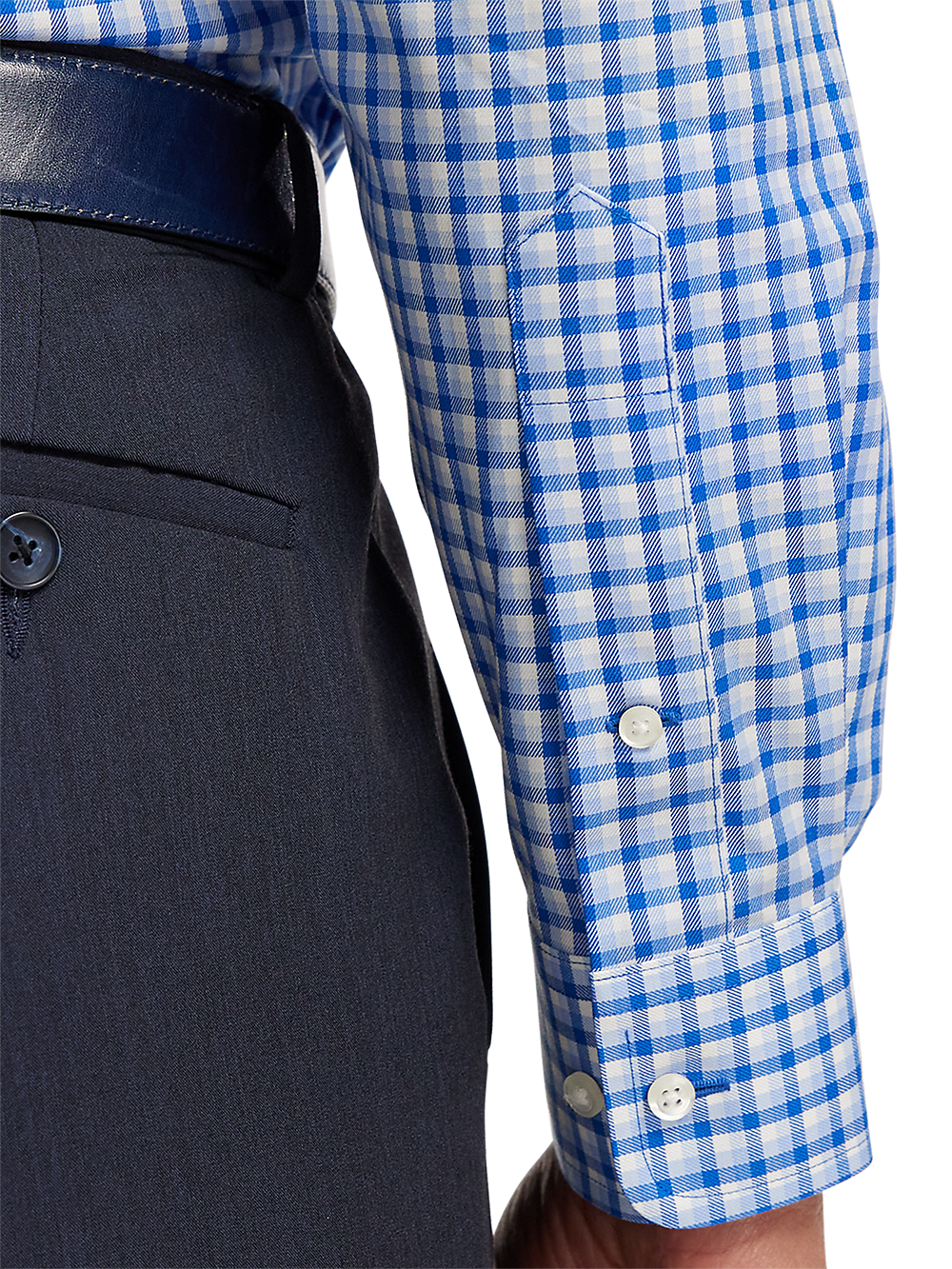 Alternate Image of Non-iron Cotton Gingham Dress Shirt With Contrast Trim-3