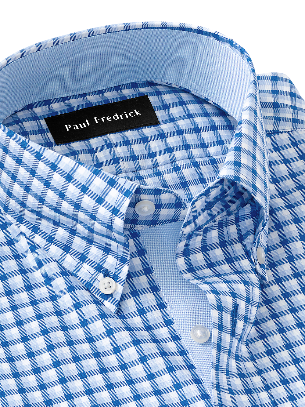 Alternate Image of Non-iron Cotton Gingham Dress Shirt With Contrast Trim-6