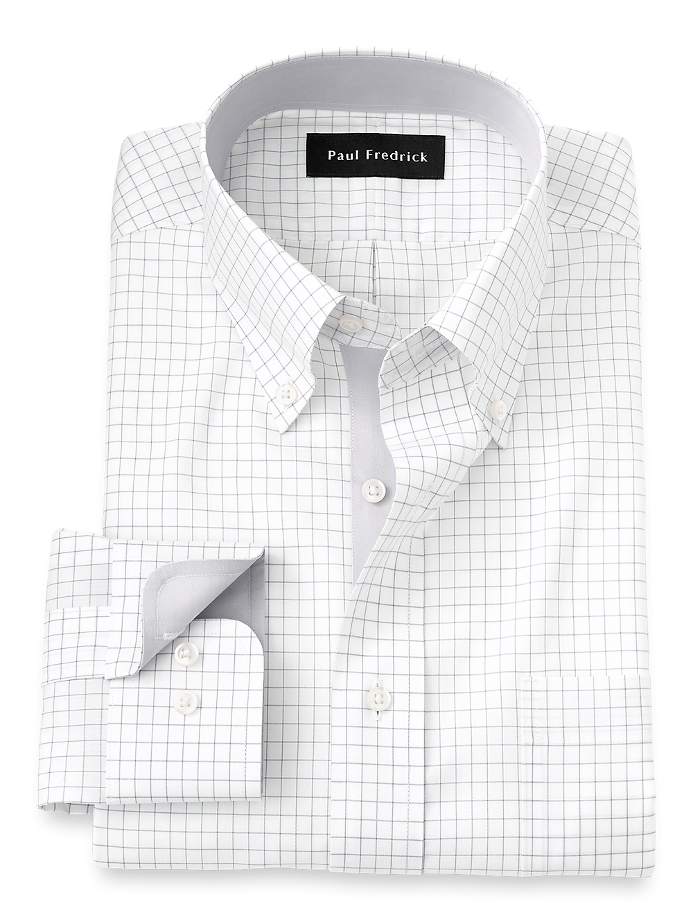 Product Image of Non-iron Cotton Check Dress Shirt With Contrast Trim-Grey