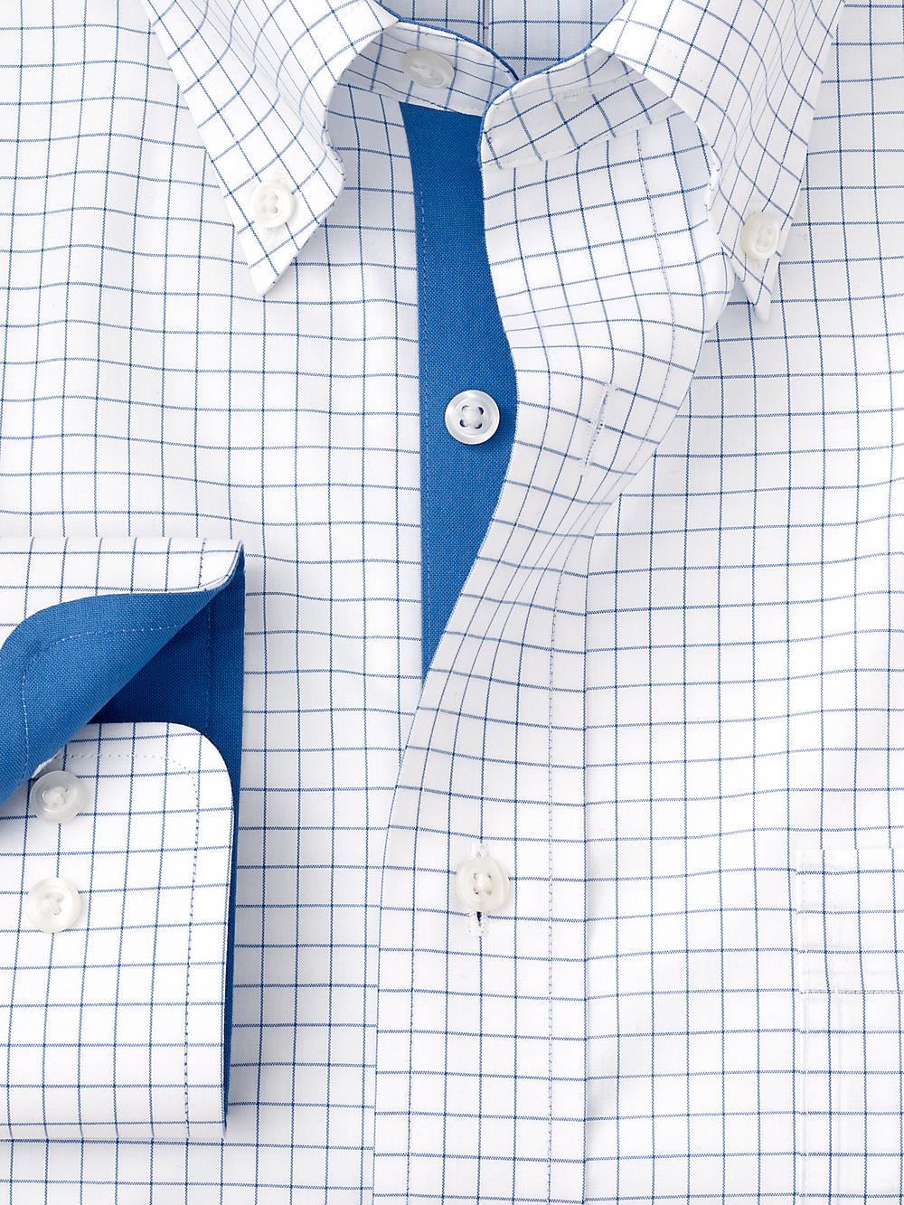 Alternate Image of Non-iron Cotton Check Dress Shirt With Contrast Trim-5