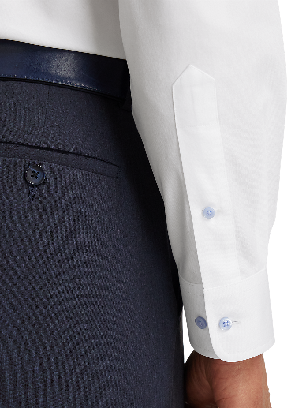 Alternate Image of Non-iron Cotton Solid Dress Shirt With Contrast Trim-3