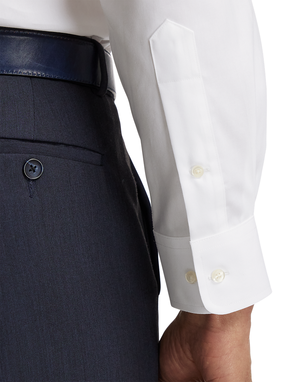 Alternate Image of Non-iron Cotton Solid Dress Shirt With Contrast Trim-3