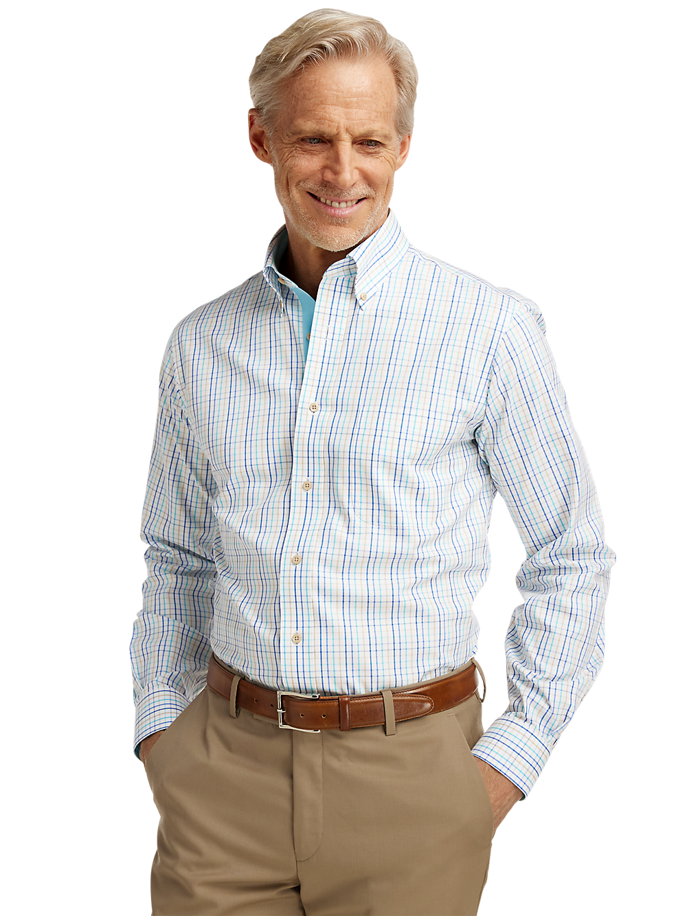 Alternate Image of Non-iron Cotton Check Dress Shirt With Contrast Trim-1