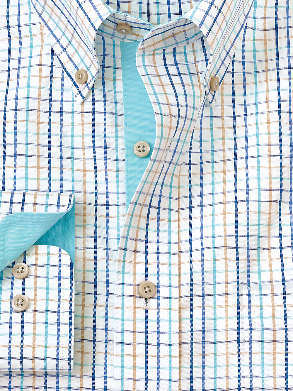 Alternate Image of Non-iron Cotton Check Dress Shirt With Contrast Trim-5