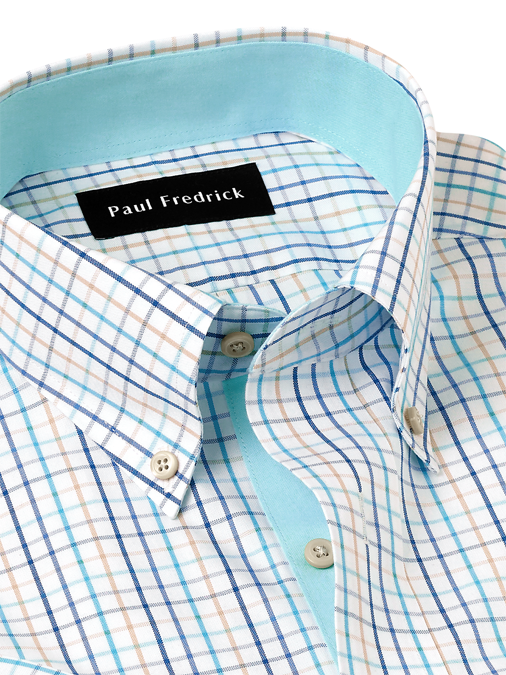 Alternate Image of Non-iron Cotton Check Dress Shirt With Contrast Trim-6