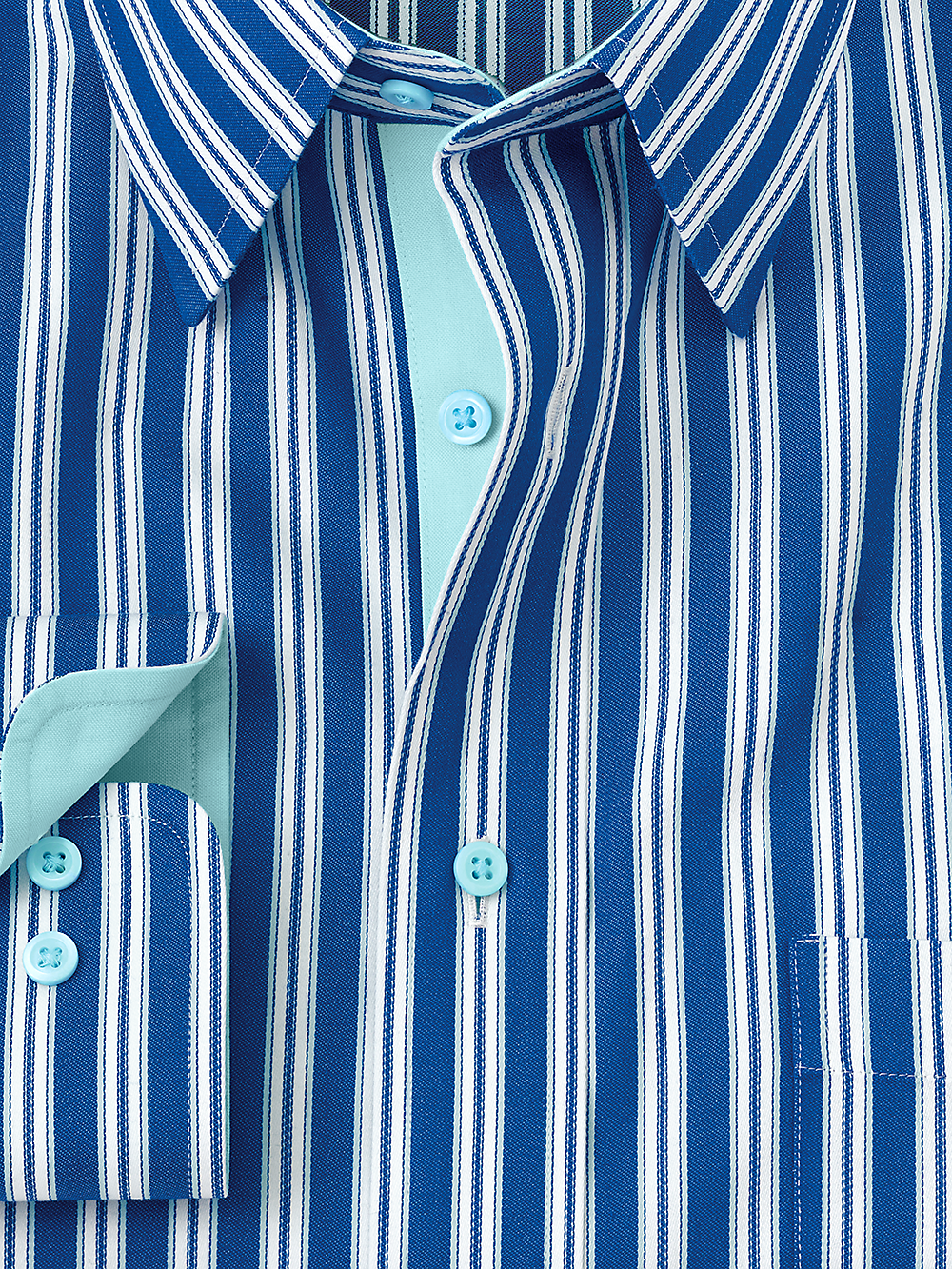 Alternate Image of Non-iron Cotton Stripe Dress Shirt With Contrast Trim-5