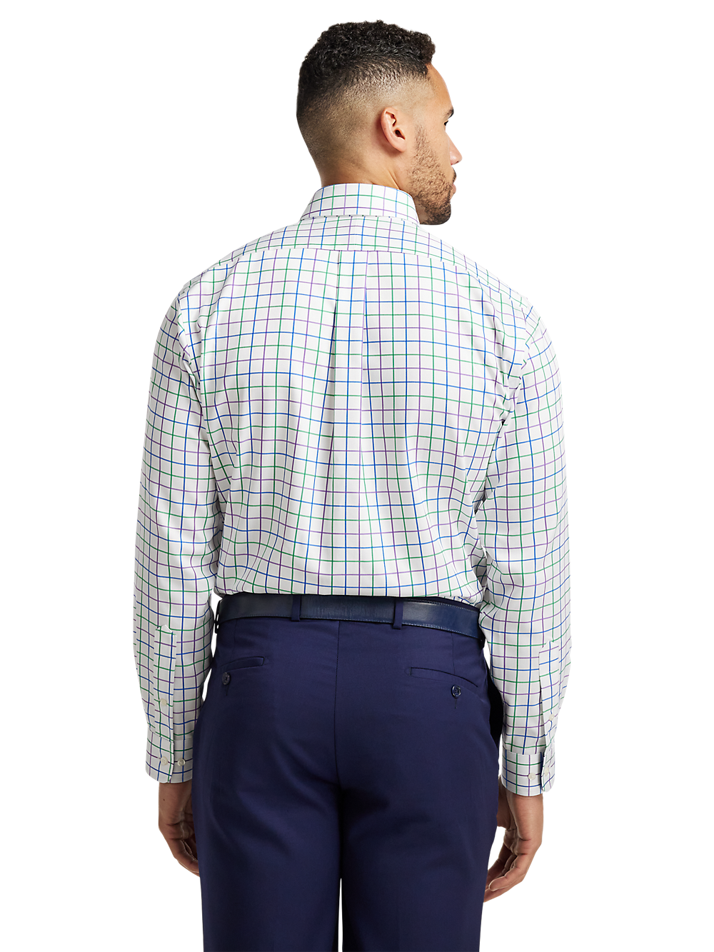 Alternate Image of Non-iron Cotton Check Dress Shirt With Contrast Trim-4