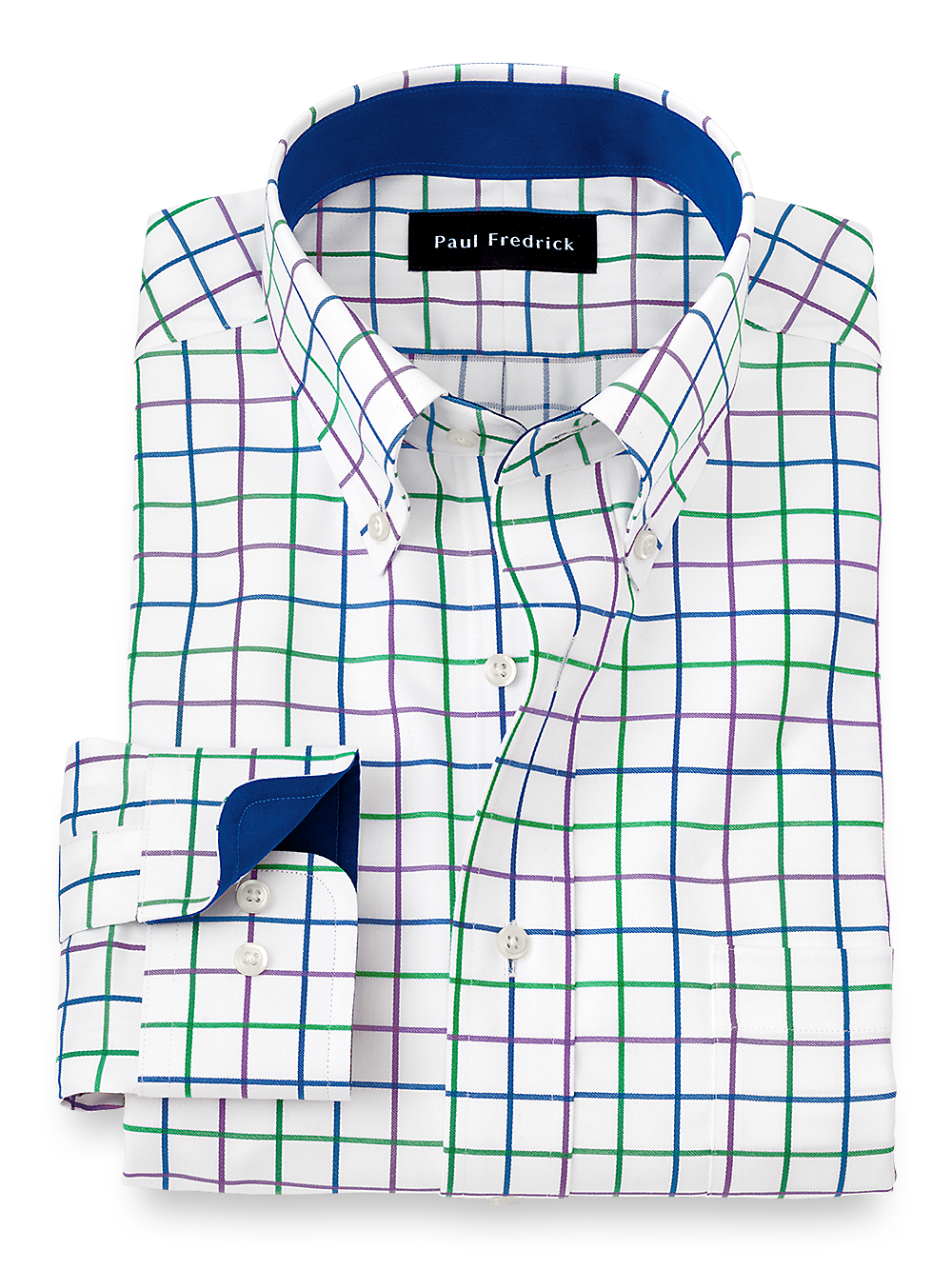 Product Image of Non-iron Cotton Check Dress Shirt With Contrast Trim-Multi