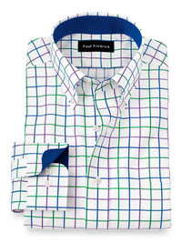 Non-Iron Cotton Check Dress Shirt With Contrast Trim - Multi