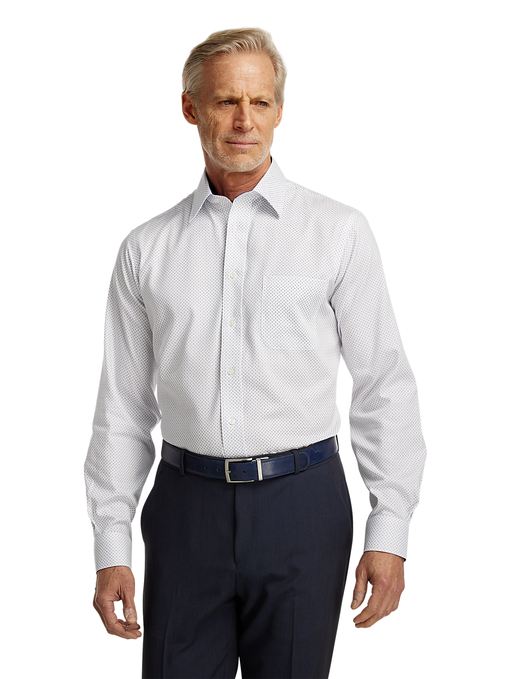 Alternate Image of Non-iron Cotton Geometric Dress Shirt With Contrast Trim-1