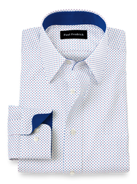 Non-Iron Cotton Geometric Dress Shirt With Contrast Trim - Blue/purple